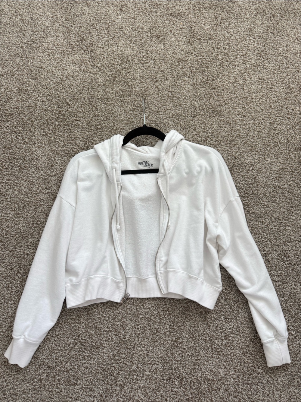 Cropped zip up hoodie white